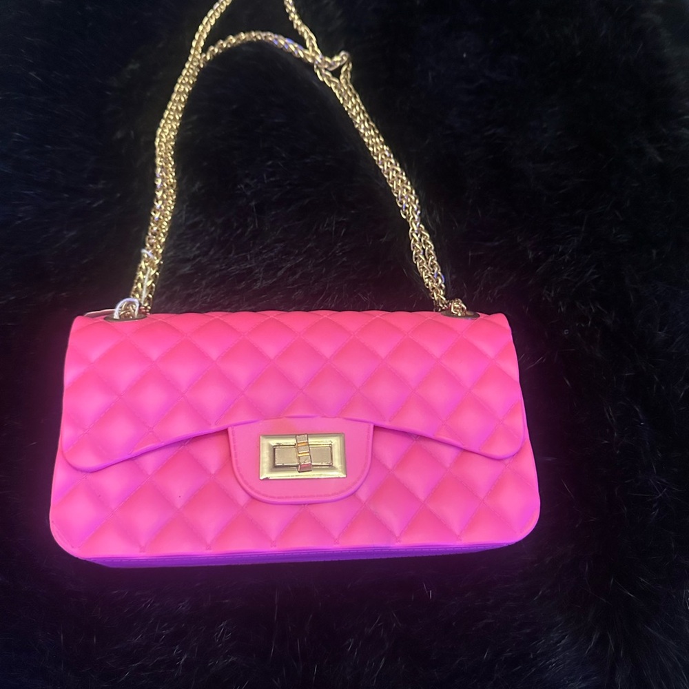 Pink Quilted Chain Shoulder Bag